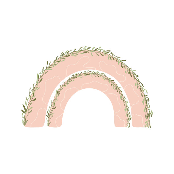 可爱的彩虹与花朵在柔和的颜色孤立的白色背景的孩子。插图手绘风格的海报，印刷品，卡片，织物，儿童书籍。向量图片下载