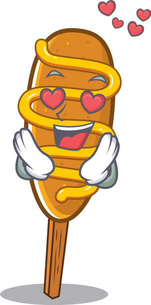 浪漫的坠入爱河的玉米狗卡通图片下载