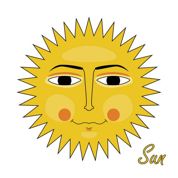 太阳。太阳的笑脸。一种字符。图片下载