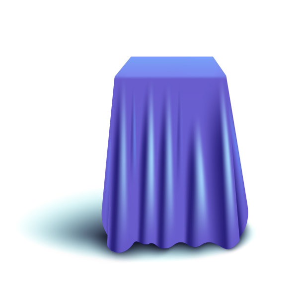 蓝色窗帘覆盖着长立方体物体图片下载