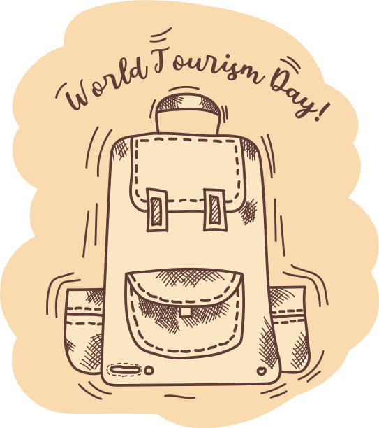 世界旅游日旅游背包和文字图片下载