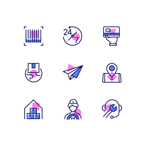 物流-现代线条设计风格图标集图片下载