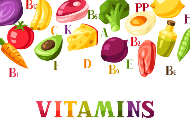 维生素食物来源说明。图片下载