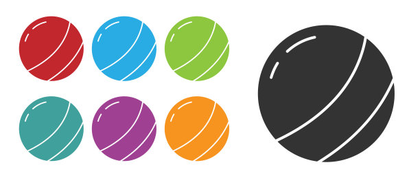 黑海滩球图标孤立的白色背景。儿童玩具。设置图标丰富多彩。向量图片下载