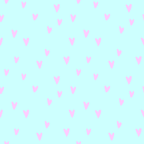 无缝抽象图案的小粉红色心。手绘涂鸦背景，织物的纹理，包装纸，情人节图片下载