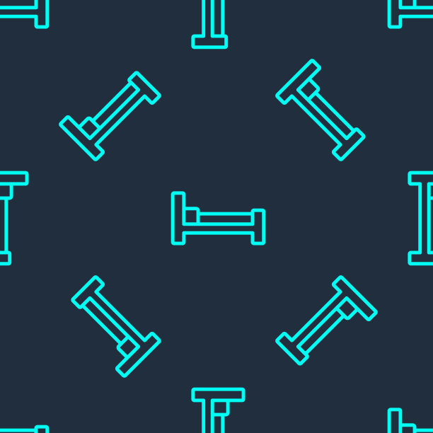 绿色线床图标隔离无缝模式上的蓝色背景。向量图片下载