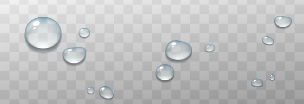 向量水滴。PNG滴下来，凝结在窗户上，表面上。真实滴在一个孤立的透明背景。图片下载