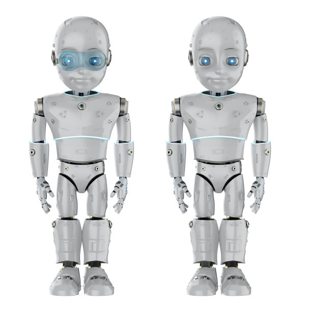 可爱的机器人与卡通人物图片下载