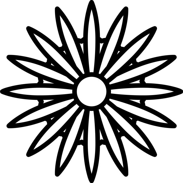 中国花卉装饰风格的线条图标图片下载