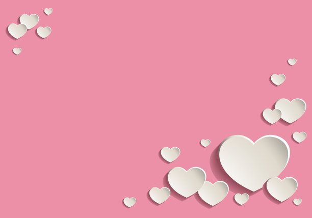 粉红色的情人节卡片装饰可爱的白色心图片下载