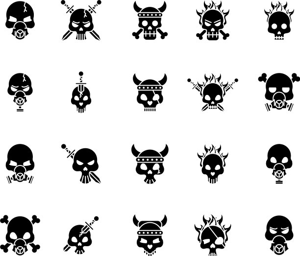 20个死亡骷髅头集合图标图片下载