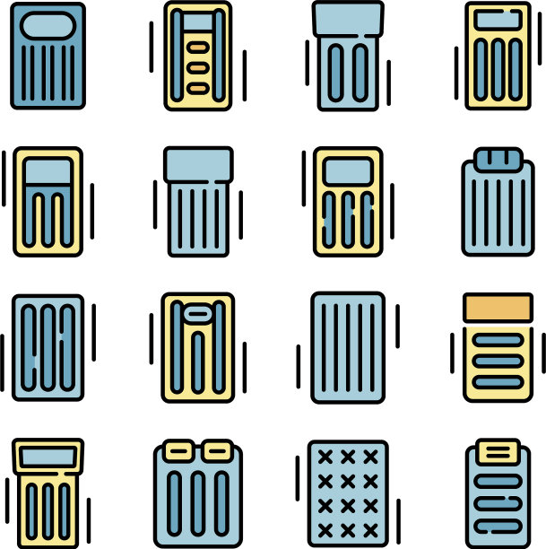 充气床垫图标设置平坦图片下载