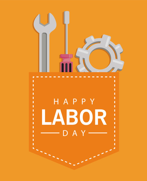 用工具和齿轮庆祝劳动节快乐图片下载