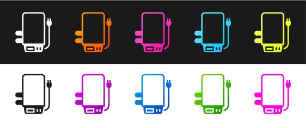 设置电锅炉加热水图标隔离在黑白背景上。向量图片下载