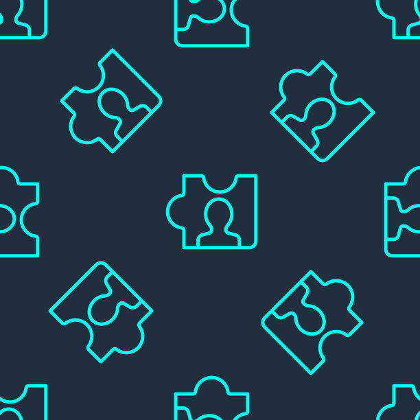 绿线猎头图标隔离无缝模式在蓝色背景。商业目标或就业标志。为企业提供人力资源和招聘服务。向量图片下载