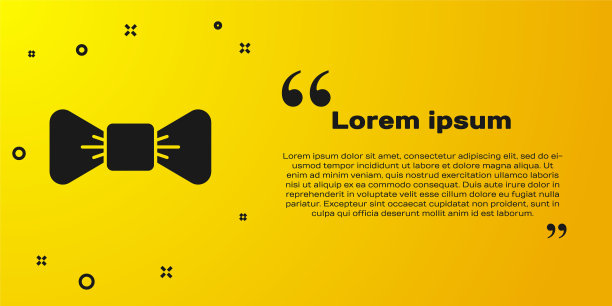 黑色蝴蝶结图标孤立在黄色背景。向量图片下载