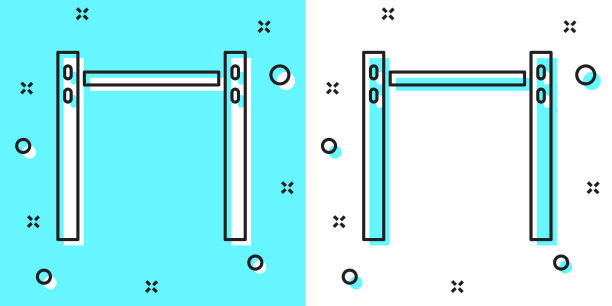 黑线运动水平栏图标隔离在绿色和白色背景上。随机动态形状。向量图片下载