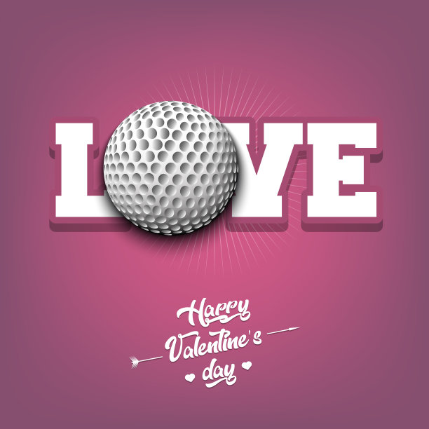情人节快乐。爱情和高尔夫球图片下载