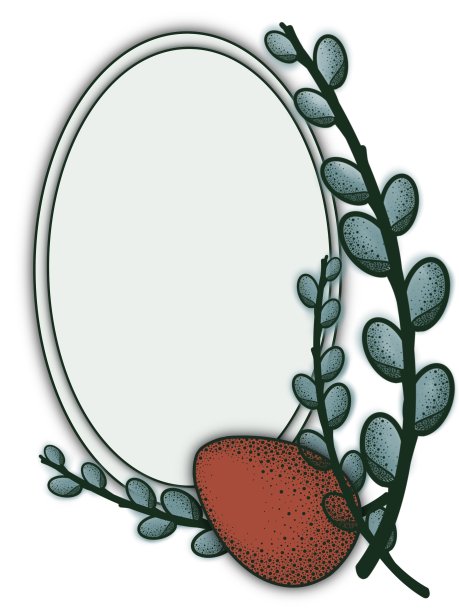 卡片上有柳条和鸡蛋图片下载