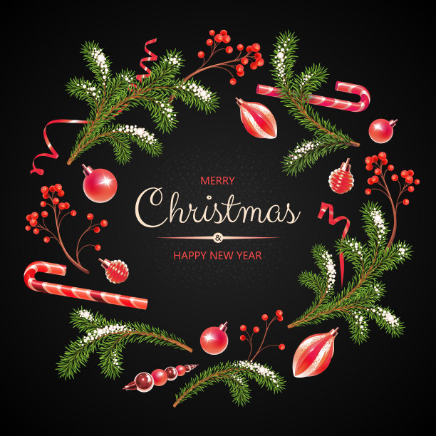 用冷杉树枝装饰的圣诞花环图片下载