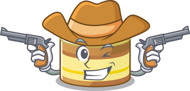 有枪的柠檬蛋糕牛仔卡通概念图片下载