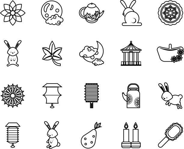 中国中秋节套装二十件图片下载