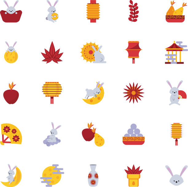 二十五个中国中秋节套装图片下载