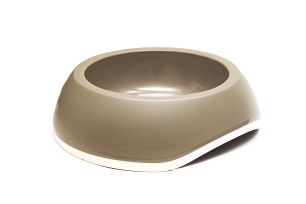 灰色的狗碗，孤立在白色的背景上图片下载