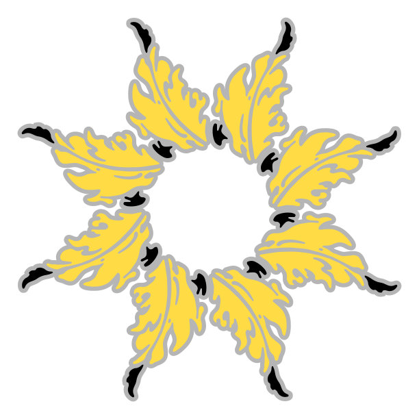 照亮黄色叶子的花圈。卡片上有手绘草药和野花。矢量插图。图片下载