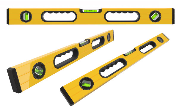 一套建筑精神水平工具孤立在白色与剪切路径。图片下载