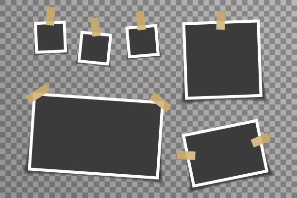 空相片，相框，记忆相册，磁带，矢量插图图片下载