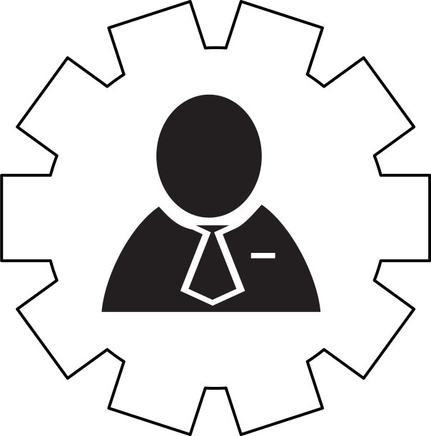 人在齿轮细线图标外包形象图片下载