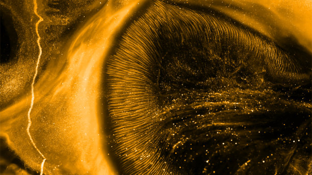 美丽的抽象高分辨率图片。明亮的污渍，油漆的笔触和不同颜色的点。景深，模糊和体积。插图。图片下载