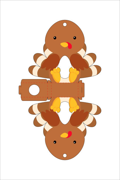 可爱的复活节蛋夹火鸡模板。复活节彩蛋的零售纸盒。可打印颜色方案。激光切割矢量模板。孤立包装设计插图。图片下载