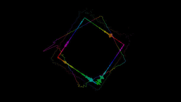 摘要基于黑色背景振动波形的谱反弹谱波设计。音频频谱模拟音乐未来动画。图片下载