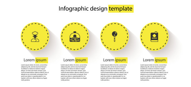 设置库克，砖炉，棒棒糖和食谱。业务信息模板。向量图片下载