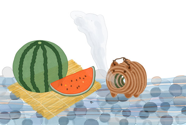 夏日贺卡蚊子香和西瓜图片下载