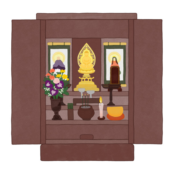 水彩佛教祭坛图片下载