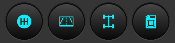 设置变速杆，Gps装置与地图，底盘汽车和汽油罐图标。向量图片下载