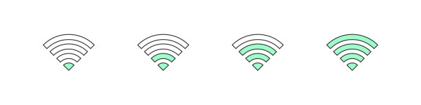 无线网络图标。无线互联网标志隔离在白色背景。线性风格。矢量图图片下载