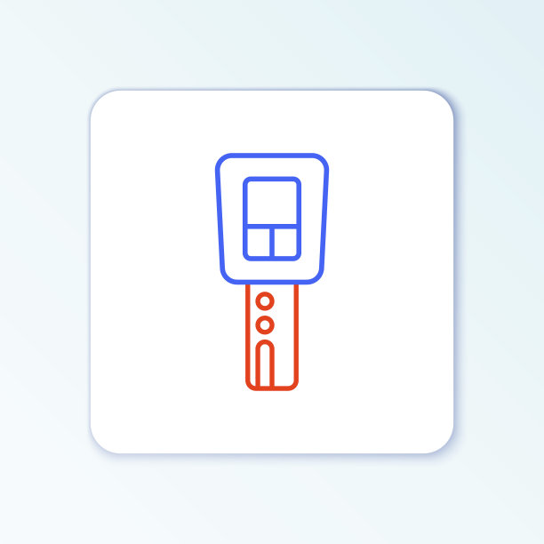 线车键与远程图标隔离在白色背景。汽车钥匙和报警系统。色彩斑斓的轮廓的概念。向量图片下载