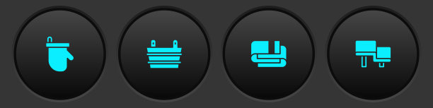 设置桑拿手套，桶，毛巾堆和木凳图标。向量图片下载