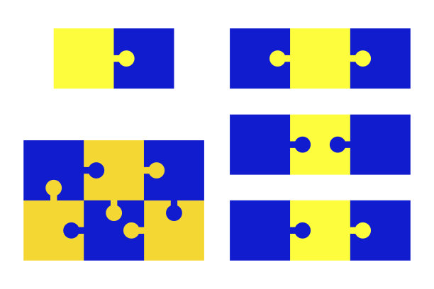 黄蓝色拼图。团队合作概念矢量图。颜色模式。商业概念。库存图片。EPS 10图片下载
