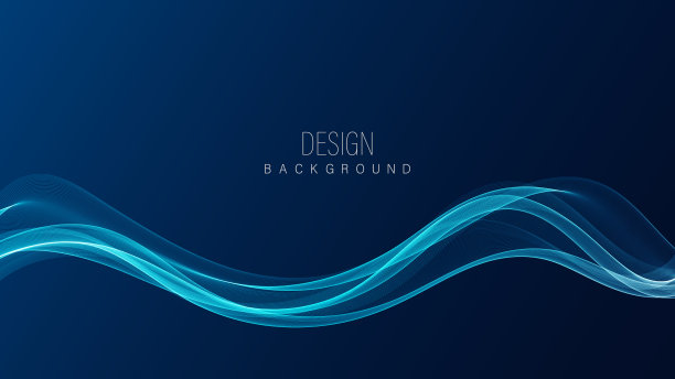 抽象的蓝色波浪设计元素在黑暗的背景。科技波浪元件设计图片下载