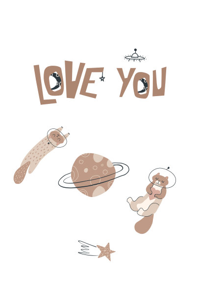 极简主义风格的向量宇航员猫图片下载