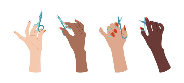 修剪手指甲剪刀设置水疗时尚向量图片下载