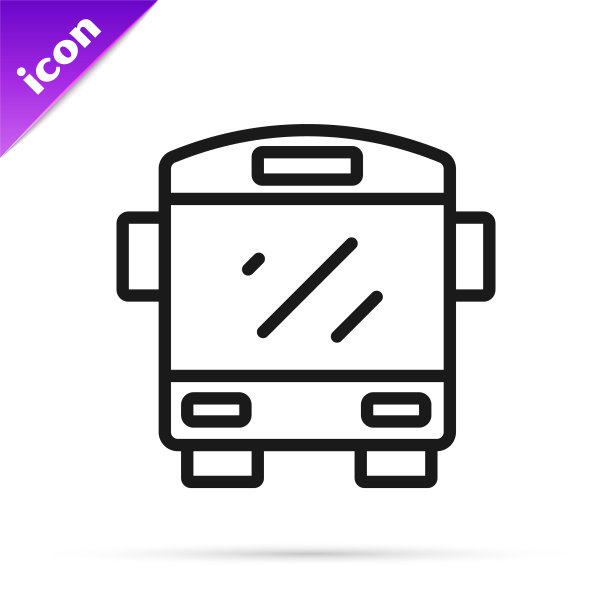 黑色线巴士图标隔离在白色背景。运输的概念。巴士旅游交通标志。旅游或公共车辆标志。向量图片下载