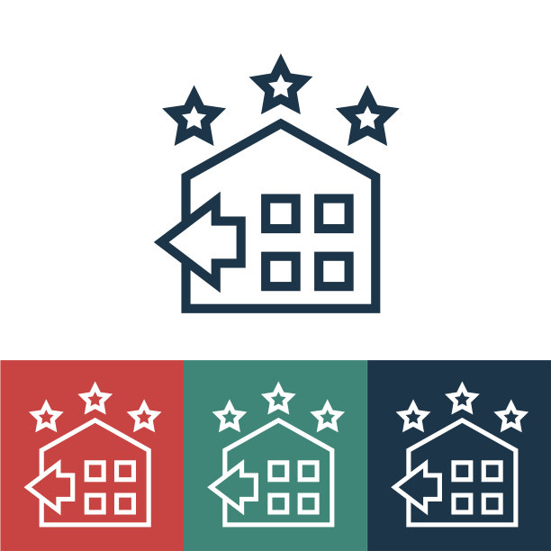 左边是带有酒店的线性矢量图标图片下载