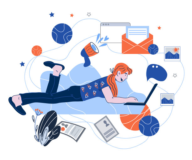 基于内容的数字营销横幅与女性图片下载