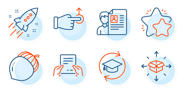 拖放启动火箭和星形图标设置作业图片下载